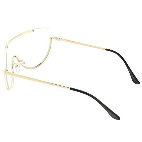 zeroUV - Oversize Semi Rimless Metal Trim Clear Mono Lens Shield Eyeglasses 65mm4