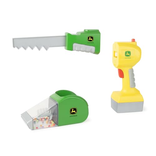 John Deere Kids Power Tools - 2-in-1 Power Tool Toy with Toy Saw and Toy Vacuum - Kids Tool Set with Unique Motion - John Deere Toys - Ages 3 Years and Up