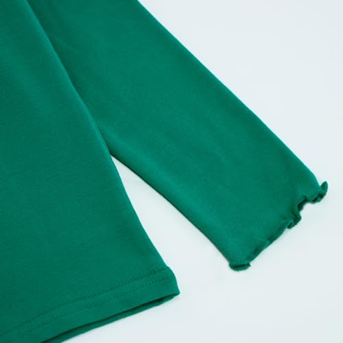 Image of Girls Lettuce Edge Trim Mock Neck Long Sleeve Slim Fit T-Shirt Tops Lightweight Knit Tee