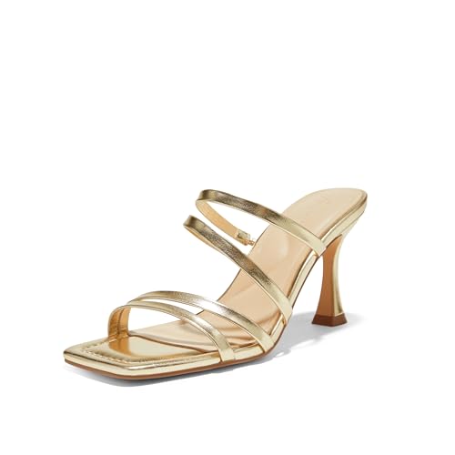 Arromic Women's Heels Square Open Toe Slip on Heeled Sandals Slides for Dress Work Party Casual Wedding