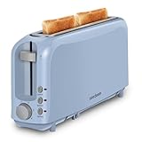 SEEDEEM 2-Slice Slim Toaster, 6 Shade Settings with Cancel, Reheat & Defrost, 10' Long Slot, Auto Shut off, Removable Crumb Tray, Blue