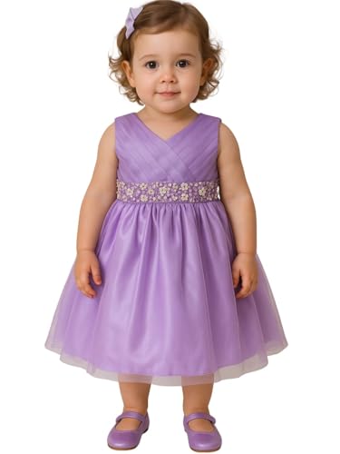 Image of TotzTouch Baby Girls Party Dress | Sleeveless Dress with Embroidered Belt for Birthday Baby Stylish Dress