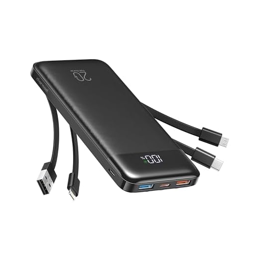 Charmast Power Bank 20000mAh con Cavi Integrati 22.5W USB A & 20W USB C Caricatore Portatile Carica Rapida Batteria Esterna LED Display con 5 Uscite e 4 ingressi Compatibile con iPhone Samsung Xiaomi