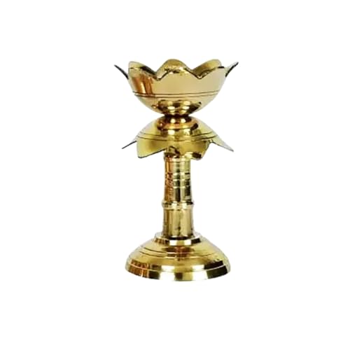 Best Brass Diyas: Brass vs Clay & Puja Essentials 16 Lotus Shaped Brass Akhand Diya Stand | Traditional Decorative Diy...