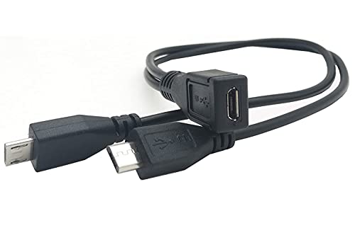 Traovien Micro USB Splitter Cable, Micro USB 1 Female to 2 Male Y Splitter Extension Charge Cable for Galaxy S5 i9600 S4 I9500 Note2 (0.3m/12inch 1Pcs)