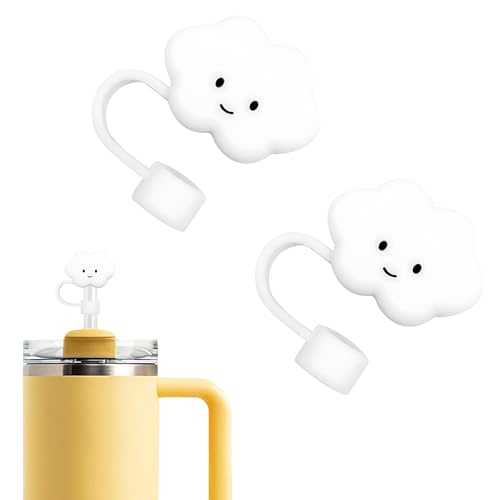 WELTAZ 2 Pack Cloud Shape Straw Covers Compatible With 14oz&20oz&30oz&40oz Stanley Tumbler Cute Silicone Cloud Tip Cap Straw Protectors
