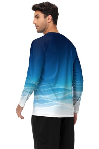 Image of AOBUTE Mens Long Sleeve Swim Shirt Quick Dry Sun Protection Rash Guard