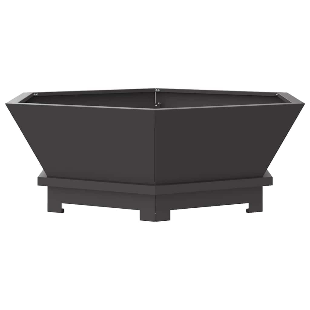 Feuerstelle Schwarz aus Stahl 75 x 75 x 28 cm, Outdoor Garten Kamin Ofen für Terrasse und Wohnzimmer, inklusive Montage, ideal für Holz und Brennholz