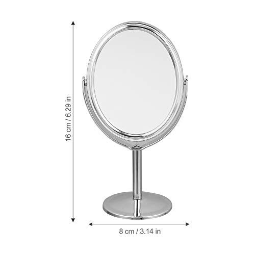 Espejo de maquillaje giratorio con base metálica plateada miniatura 5