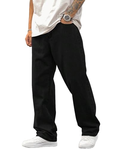 Image of London Hills Men's Relaxed Fit Baggy Jeans | Streetwear Style Loose Denim Pants for Casual Wear | Comfortable Cotton Blend Jeans with Trendy Wide Leg Fit