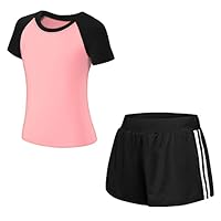 Tancefair Kinder Mädchen Trainingsanzug 2/3 tlg Sportanzug Jogging Bekleidungsset Freizeitanzug (Shirt + Hose) Training Laufen Fußball Basketball Trikots Yoga