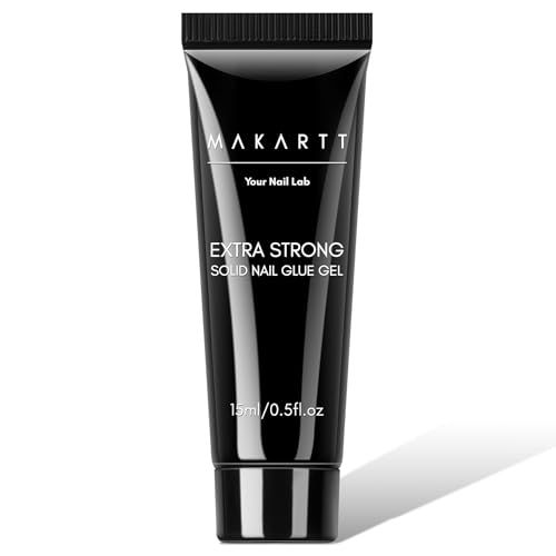 Makartt Pegamento de uñas fijo, 15 ml, extra fuerte, gel de pegamento sólido, uñas postizas, gel UV para uñas acrílicas, gel adhesivo para uñas postizas, uñas postizas, hogar, salón de belleza