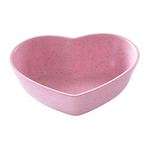 KICHOUSE Heart Sauce Dish Set 4pc Wheat Straw Mini Bowls for Dipping Sauce Condiments Sturdy