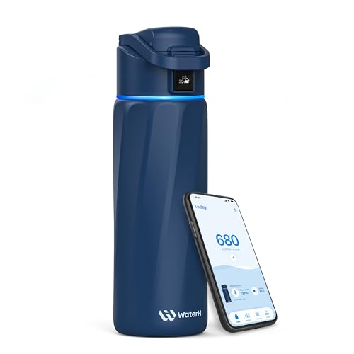 BOOST Smart Water Bottle that Reminds You to Drink, 24oz BPA-Free Stainless Steel Vacuum Insulated, Wide Mouth Water Tracker Bottle with APP for School, Gym, Office, Ideal for Father's Day
