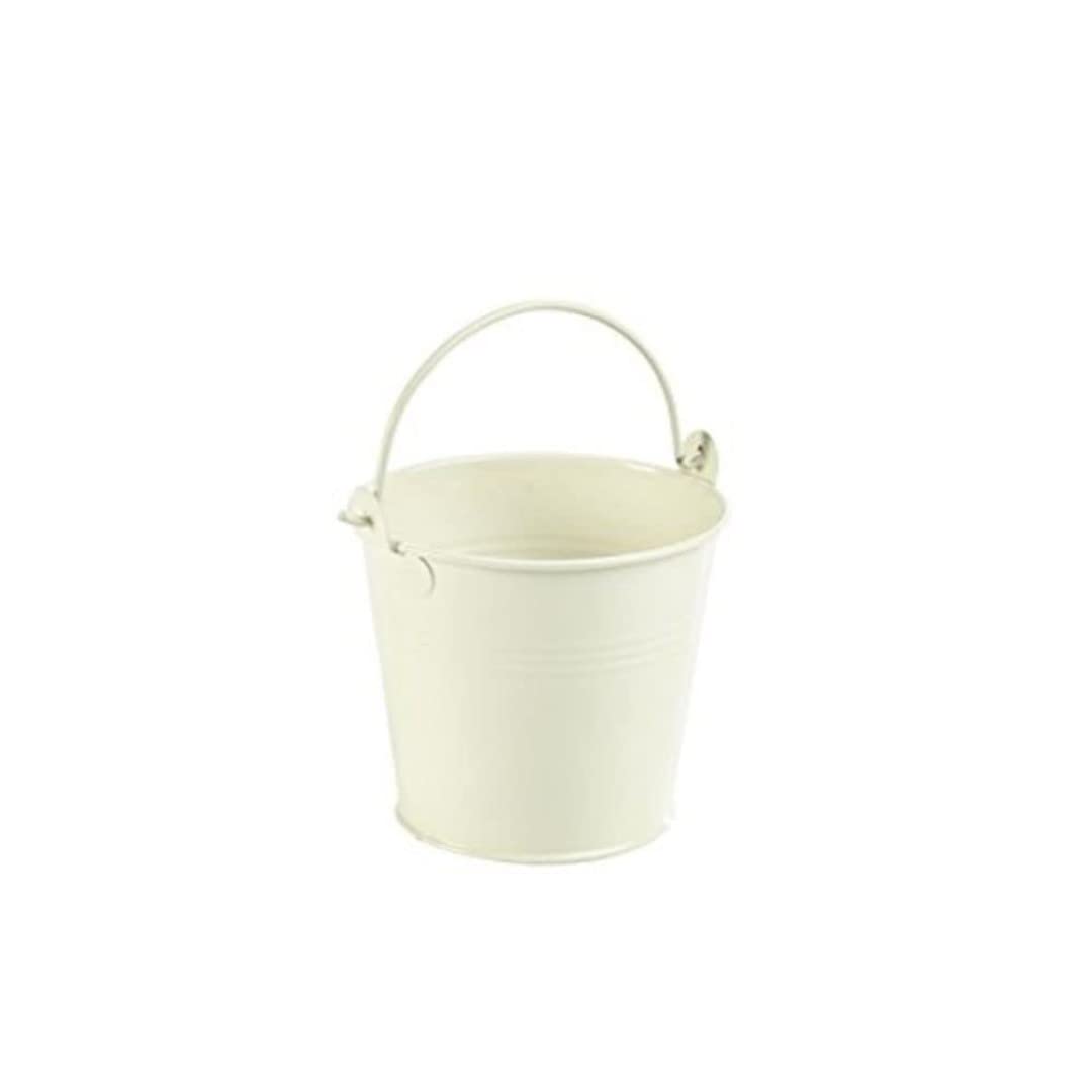 Genware NEV-GSB10W Galvanised Steel Serving Bucket, 10 cm, White