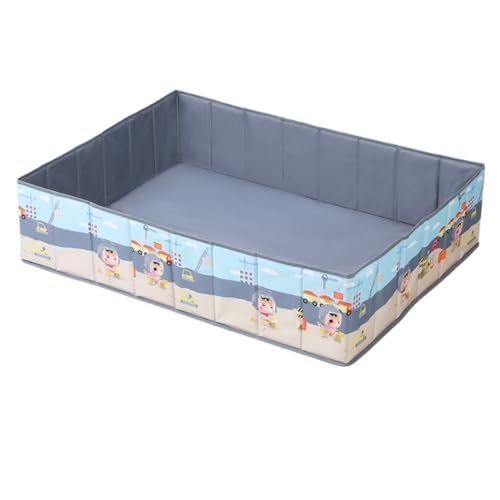 Fiyyuga子供用おもちゃの砂場セット ベビープレイ砂場 屋内ビーチプール 折りたたみ式フェンスゲーム 防水防湿 厚手 (マット付きシングル砂プール,ブルー)
