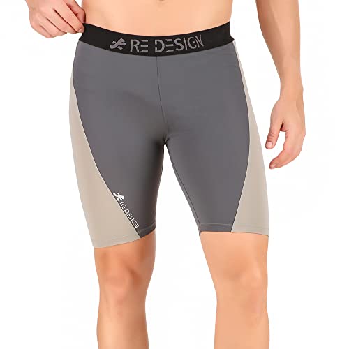 Image of Redesign Nylon Dual Color Compression Shorts for Multi-Sports with Back Zip Pocket