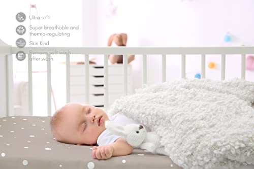 Bear’s Little Fish 100% Organic Girl or Boy Cotton Baby Crib Sheets - Soft Fitted Crib Sheets Neutral for Baby Crib Mattresses, Toddler Mattress for Toddler Bed or Coterie - 2-Pack(Beige/Nude)