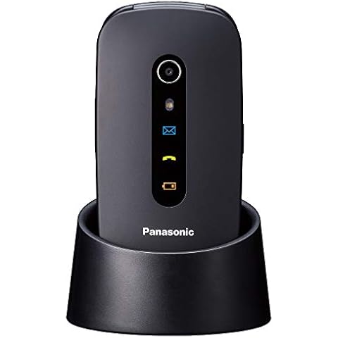 Panasonic KXTU466, Mobiltelefon für Senioren (2,4 Zoll Farbbildschirm, SOS-Taste, Ladestation, Hörgerätekompatibilität, stoßfest, lange Akkulaufzeit, Bluetooth, GPS, Kamera), Bluetooth 3.0, Schwarz Cover