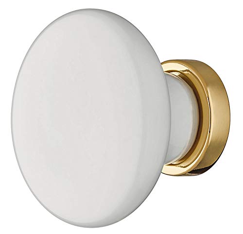 Gedotec Bouton de tiroir en porcelaine Blanc Poignée de meuble antique vintage pour portes de placard – CIVA – Diamètre du bouton 25 mm | Bouton de porte...