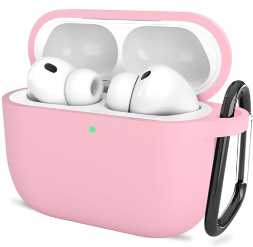 Image of New Soft Silicone Case Compatible with Apple AirPods Pro 3 Generation (2025) Protective Silicone 360 Full Protection Dust-Proof Shockproof Case Cover with Hook (Cover Only) (Pink)