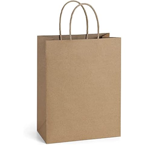 BagDream 50Pcs Gift Bags 8x4.25x10.5 Paper Gift Bags with Handles Bulk, Paper Bags, Shopping Bags, Kraft Bags, Retail Bags, Party Bags Brown Cover