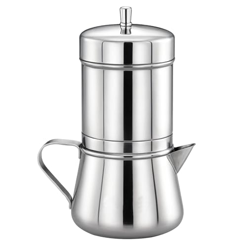 Image of PANCA Stainless Steel Premium Filter Coffee Maker With Handle, Mocha Coffee Pot 4-6 Cups, Large (Small)