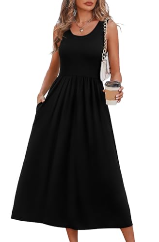 WIHOLL Black Dresses for Women Sleeveless Flowy Midi...