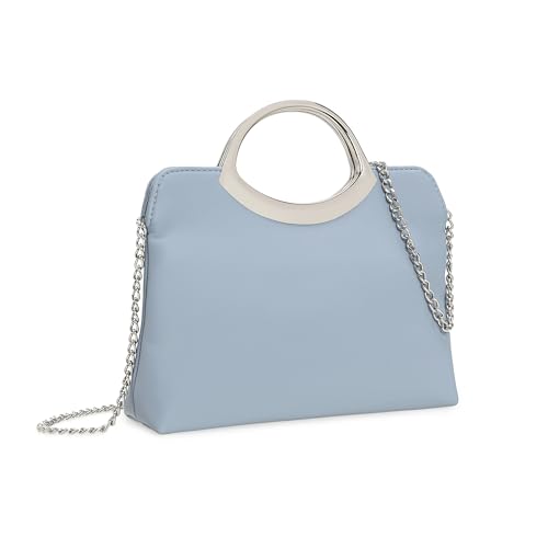 Image of IXEBELLA Stylish PU leather Small Prom Handbag Formal Women Party Clutch Dressy Wedding Purse (Powder Blue)
