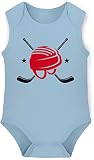 Sport & Bewegung Baby - Helm Eishockeyschläger - 50-56 (1/2 Monate) - Babyblau - X948 - Babybody ohne Ärmel für Jungen und Mädchen