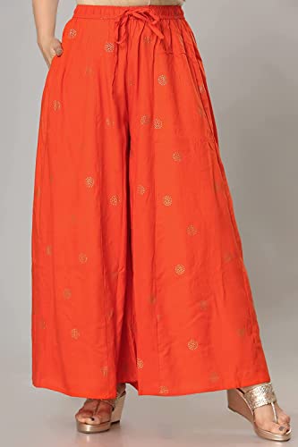 Image of Rayon Gold Print Skirt Palazzo || Rayon Palazzo || Skirt Palazzo || GOLDPRINT Skirt Palazzo || Multicolour