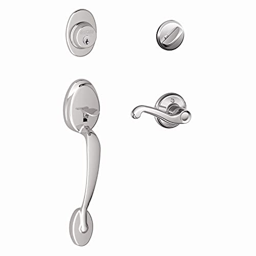 Image of SCHLAGE Plymouth Single Cylinder Handleset and Right Hand Flair Lever, Bright Chrome (F60 PLY 625 FLA RH)
