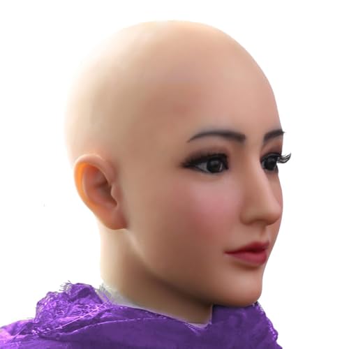 EQAIWUJIE Silicone Head Mask fake Face for Crossdresser Transgender Halloween Cosplay (Ivory)