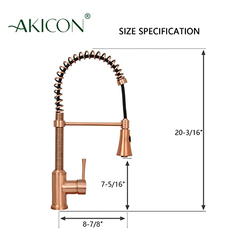 Pre-Rinse Spring Kitchen Faucet, Single Handle Solid Brass High Arc Pull Down Sprayer Head Kitchen Sink Faucet With Deck Plate (Copper) #TOP6