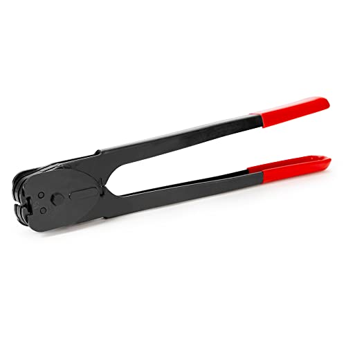 Image of IDL Packaging C-3124 Double-Notched Front-Action Sealer /Crimper for 1 /2 inch Steel Strapping - Durable Tool with Long Handle - Good for Horizontal and Vertical Operation - Heat-Treated Wearing Steel Parts