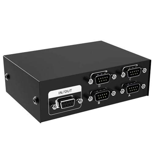Tuesoa Conmutador RS232 de 4 Entradas y 1 Salida, Conmutador Serial RS232 de 9, 4 X 1, para Consola de PC, Controlador Selector de Uso Compartido de Impresora