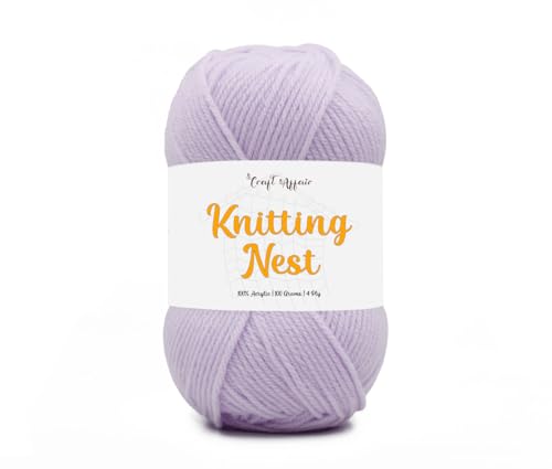 Image of Craft Affair | Knitting Nest Acrylic Yarn (200 Meter, 100 Grams, 2mm) / Woolen Yarn /Acrylic Yarn for Knitting and Crocheting-Solf Lavender