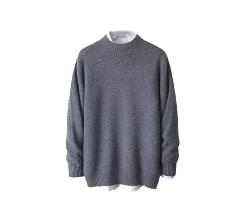 Mens Winter 100 Percent Wool Knit Sweater Casual Half High Collar Warm Pullover