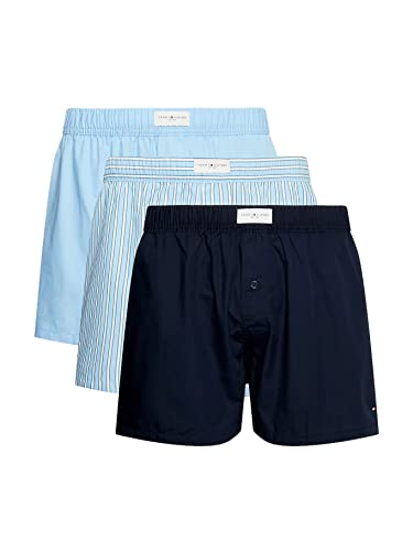 Tommy Hilfiger Herren 3er Pack Boxershorts Baumwolle, Blau (Print/Vessel...