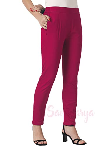 Image of Saundarya Women's Regular Fit Stretchable Cotton Trousers Pants