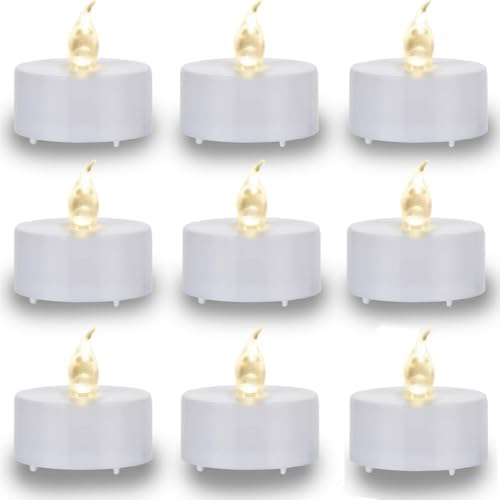 Flameless LED Tea Lights Candles, 50 Pcs Battery Operated Flickering Fake Candles Bulk, Electric Votive Tealights Long Lasting 200H+ Bright for Wedding, Seasonal and Festive Decoration (Warm White)