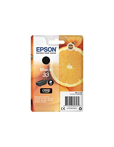 Epson Original Orangen Claria 33-Einzel-Tintenpatrone Schwarz – 1 x 4,5 ml – Original Epson Tintenpatronen für optimale Druckergebnisse – Ansicht 1