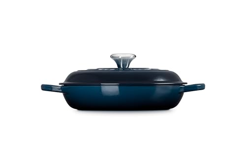 Le Creuset Signature Flache Auflaufform aus emailliertem Gusseisen mit Deckel, 26 cm, 2 Liter, Nuit – Ansicht 4