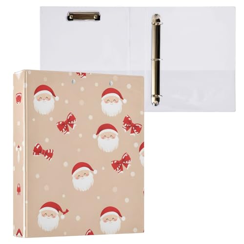 リングファイル ルーズリーフ バインダー a4 クリスマス サンタ Dリング 3穴 200枚収納 クリップ&収納ポケット付き 書類整理 事務用品