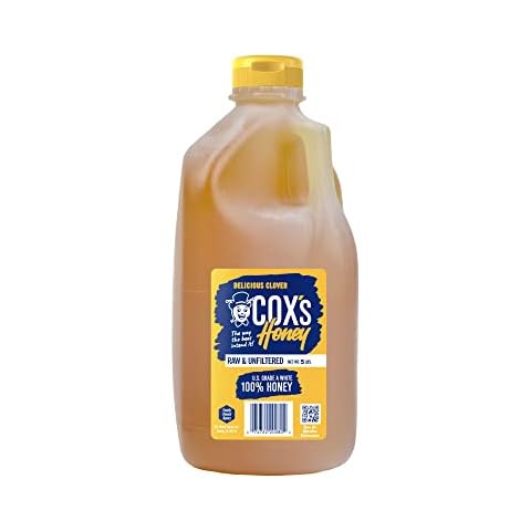 Cox's Honey 100% Pure, Raw Unfiltered Clover Honey, Rich in Nutrients, Family Owned Apiary, 5 lbs Jug Cover