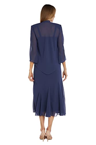 R&M Richards Women’s Two-Piece Embellished Midi Dress With Jacket Blue Size 16 #TOP1