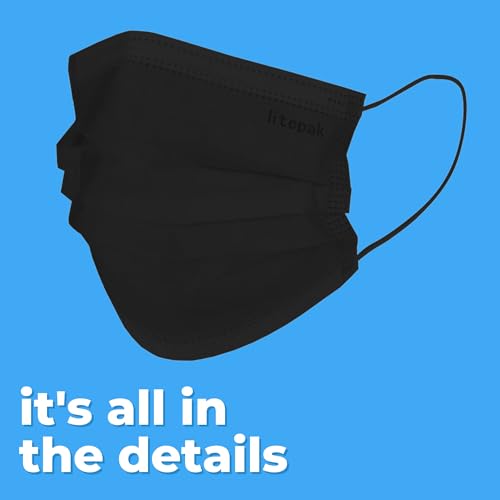 100pcs Premium Individually Wrapped Disposable Face Mask Black Premium Comfort Earloops Nose Wire