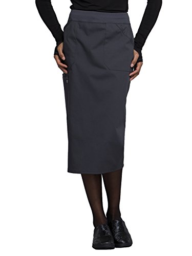 Workwear Professionals Women Scrubs Skirt 30  Knit Waistband WW510, XL, Pewter