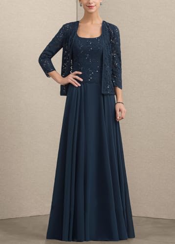 Women's Mother of The Bride Dresses for Wedding Chiffon Lace Formal Grandmother of The Bride Dresses with Jacket2