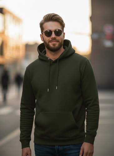 Image of Men Regular Fit Fleece ||Black||Hoodie Solid||Sweatshirt-JM3860